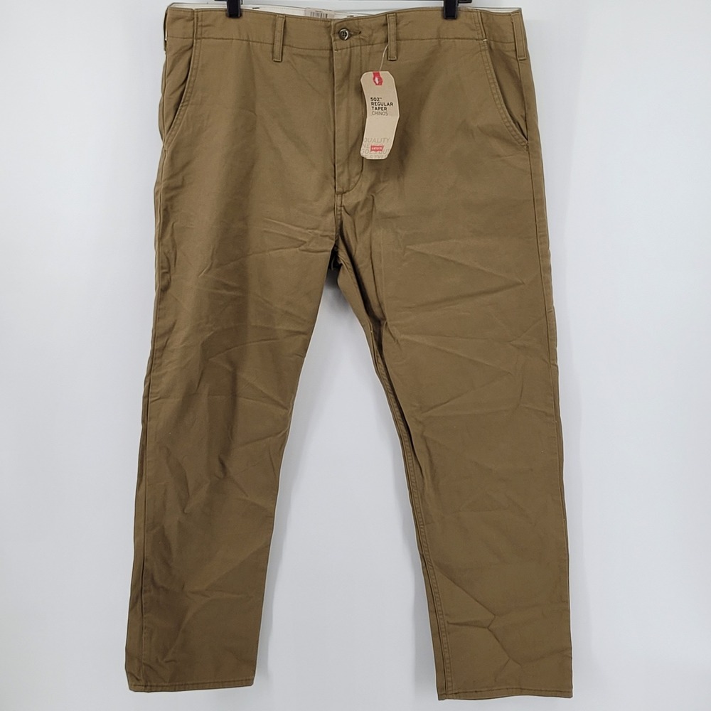 Levi's 502 Regular Taper Chinos Mens 38x30 Brown Stretch Sits Below Waist NEW - Picture 7 of 9